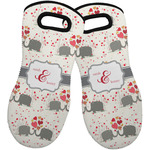Elephants in Love Neoprene Oven Mitts - Set of 2 w/ Couple's Names