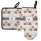 Elephants in Love Left Oven Mitt & Pot Holder Set w/ Couple's Names