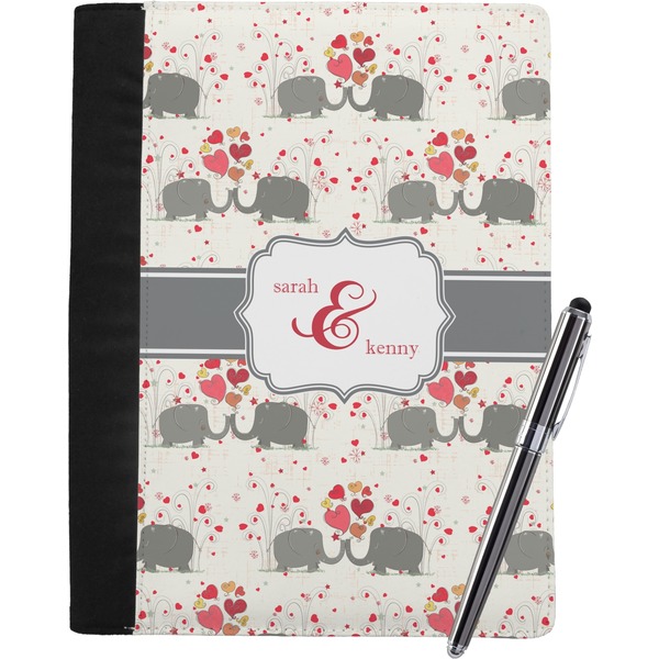 Custom Elephants in Love Notebook Padfolio - Large w/ Couple's Names