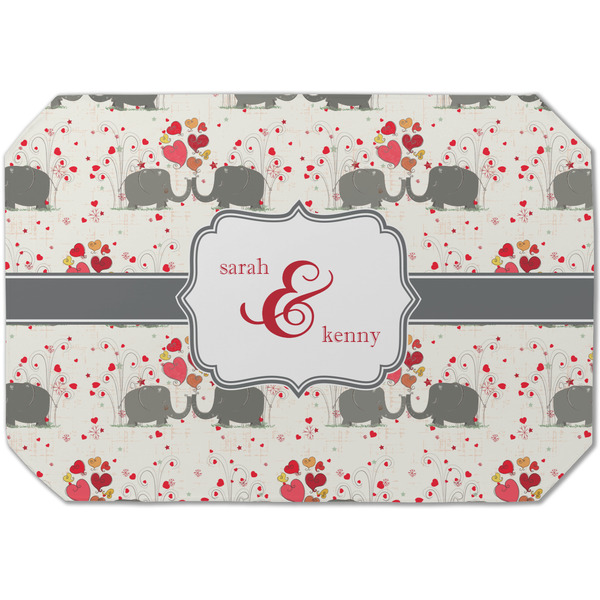Custom Elephants in Love Dining Table Mat - Octagon (Single-Sided) w/ Couple's Names