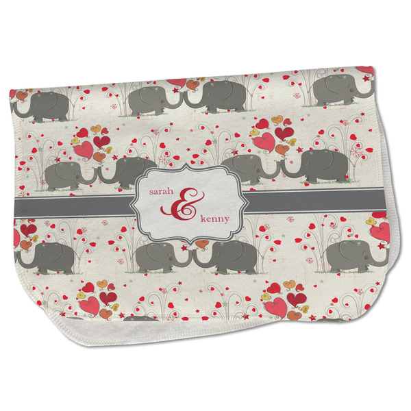 Custom Elephants in Love Burp Cloth - Fleece w/ Couple's Names