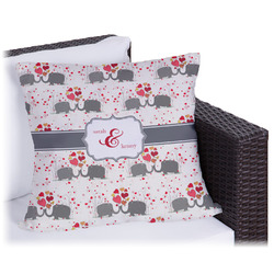 Elephants in Love Outdoor Pillow - 20" (Personalized)