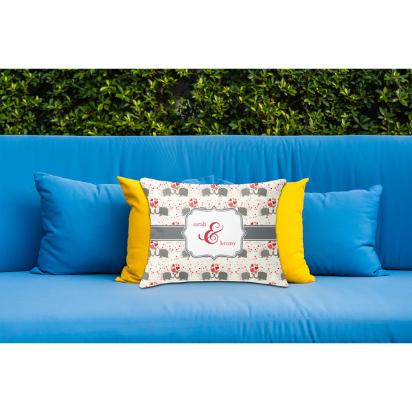 Elephants in Love Outdoor Throw Pillow  - LIFESTYLE (Rectangular - 20x14)