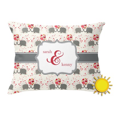 Elephants in Love Outdoor Throw Pillow (Rectangular) (Personalized)