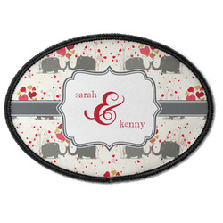 Elephants in Love Iron On Oval Patch w/ Couple's Names