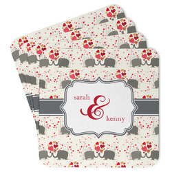 Elephants in Love Paper Coasters (Personalized)