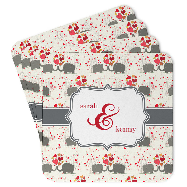 Custom Elephants in Love Paper Coasters (Personalized)