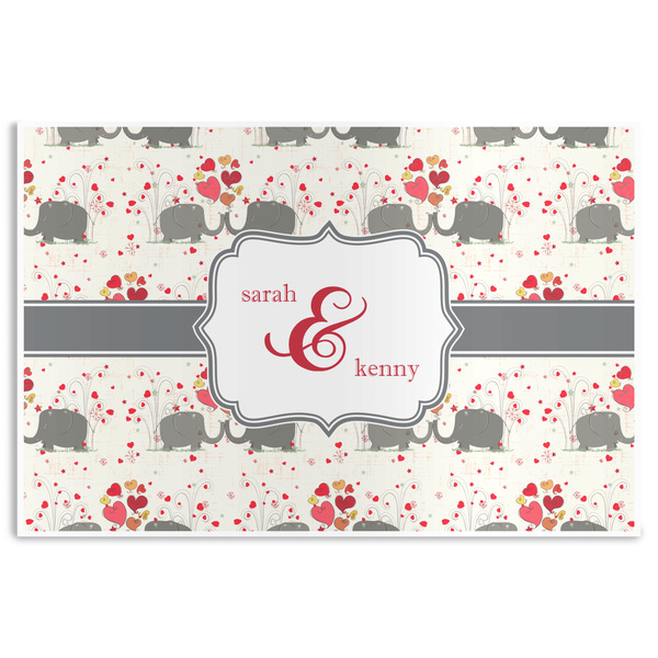Custom Elephants in Love Disposable Paper Placemats (Personalized)