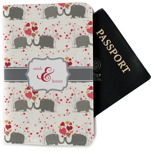 Custom Elephants in Love Passport Holder - Fabric (Personalized)