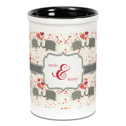 Elephants in Love Ceramic Pencil Holders - Black