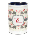 Elephants in Love Ceramic Pencil Holders - Blue