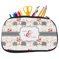 Elephants in Love Neoprene Pencil Case - Medium w/ Couple's Names