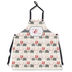 Elephants in Love Apron Without Pockets w/ Couple's Names