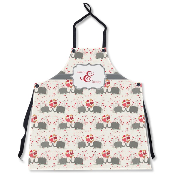 Custom Elephants in Love Apron Without Pockets w/ Couple's Names