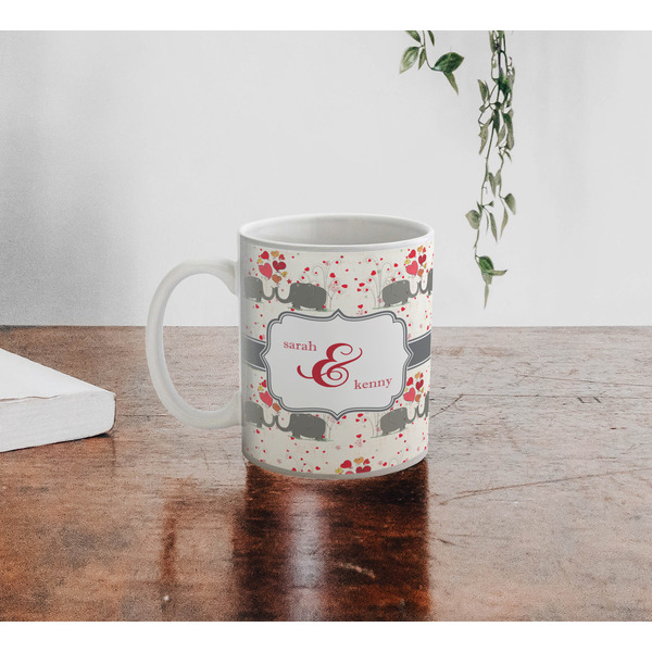 Elephants in Love Personalized Coffee Mug - Lifestyle