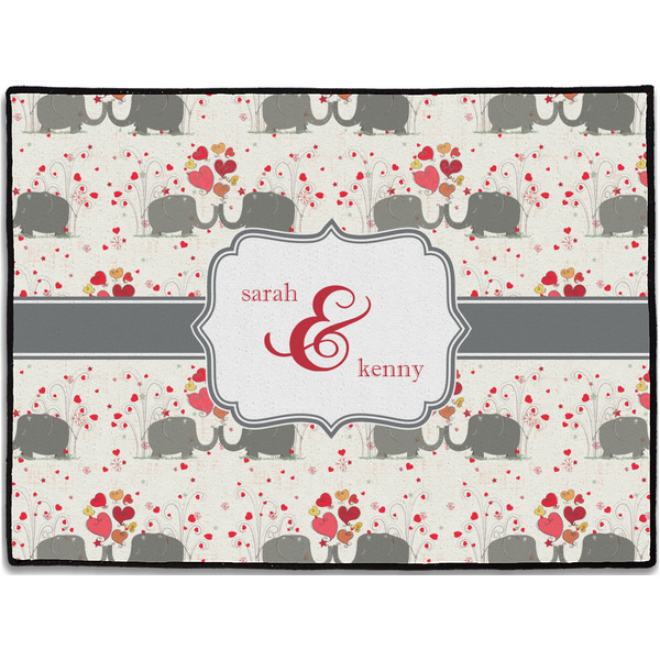 Custom Elephants in Love Door Mat (Personalized)