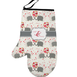 Elephants in Love Left Oven Mitt (Personalized)