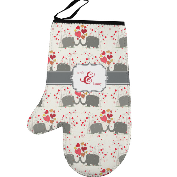 Elephants in Love Personalized Oven Mitt - Left