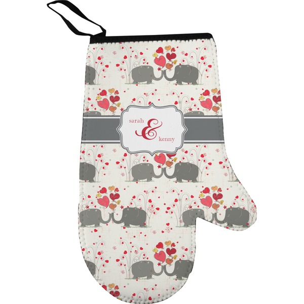 Custom Elephants in Love Right Oven Mitt (Personalized)