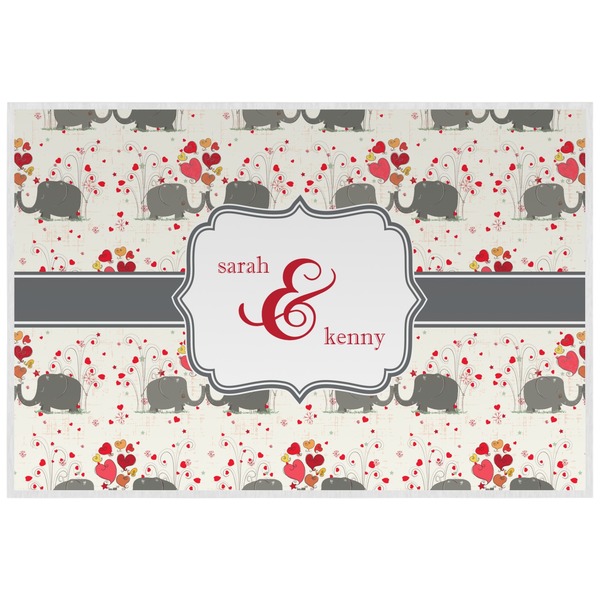 Elephants in Love Personalized Placemat (Back)