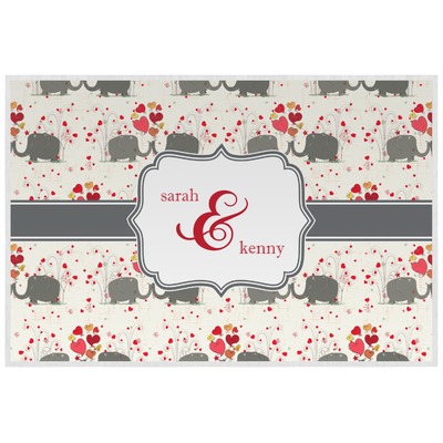 Elephants in Love Laminated Placemat w/ Couple's Names