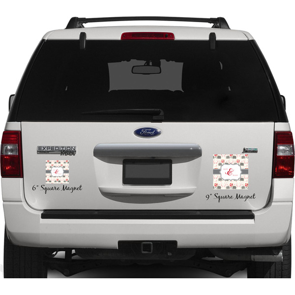 Elephants in Love Personalized Square Car Magnets on Ford Explorer