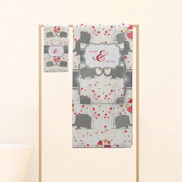 Elephants in Love Personalized Towel Set
