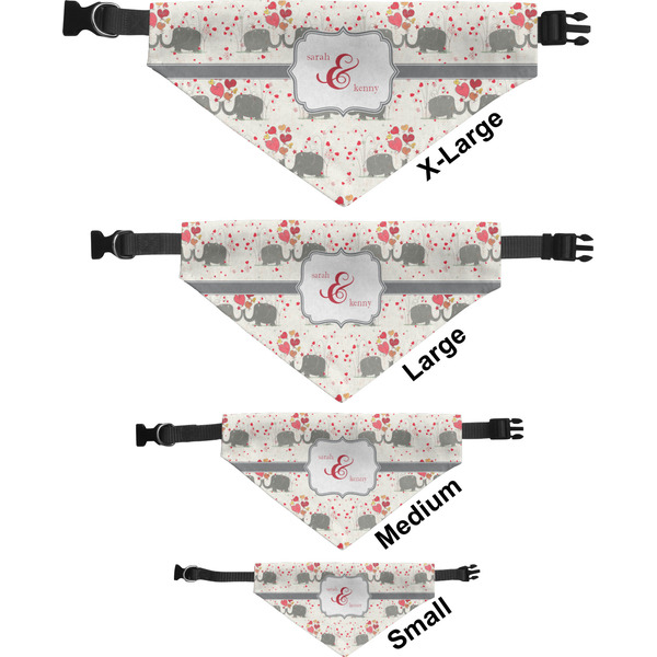 Elephants in Love Pet Bandana Sizes
