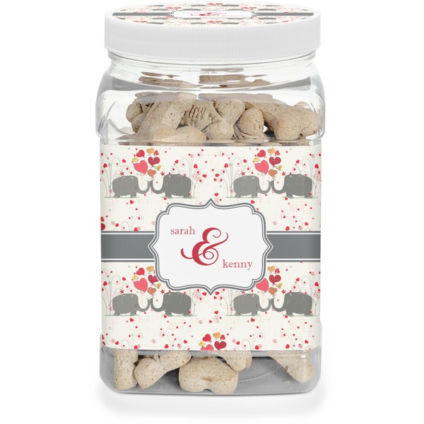 Custom Elephants in Love Dog Treat Jar (Personalized)