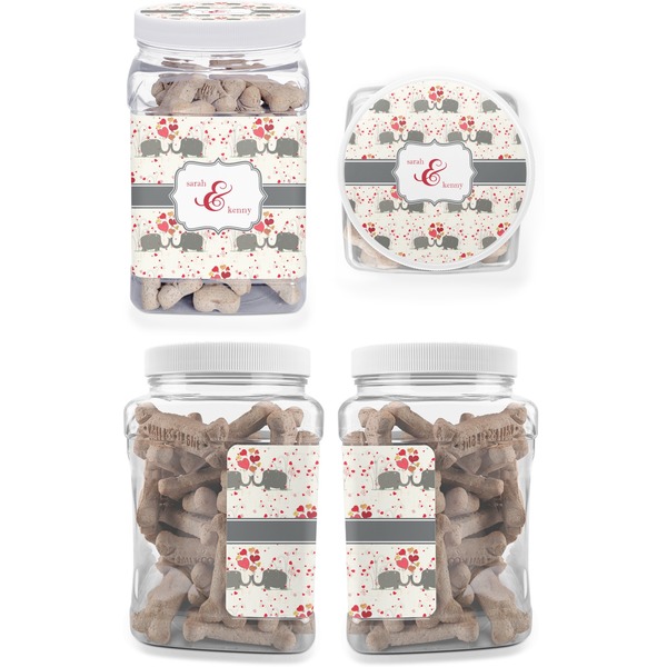 Elephants in Love Pet Treat Jar - Multiple Angles