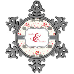 Elephants in Love Vintage Snowflake Ornament (Personalized)