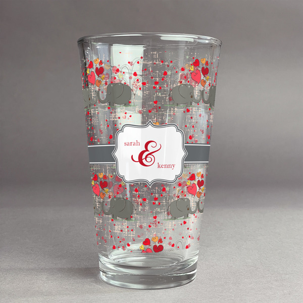 Custom Elephants in Love Pint Glass - Full Print (Personalized)