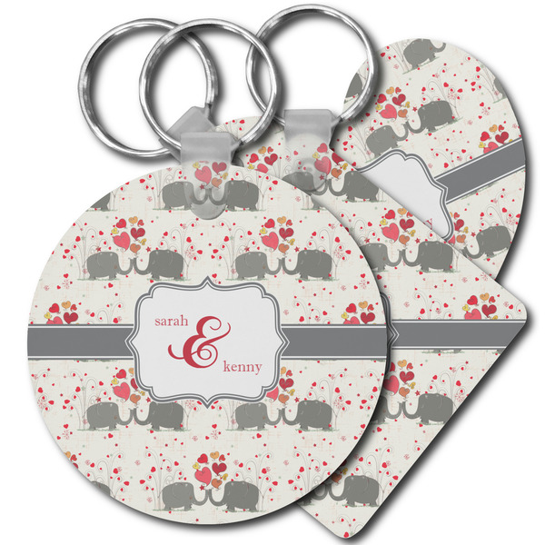 Custom Elephants in Love Plastic Keychain (Personalized)