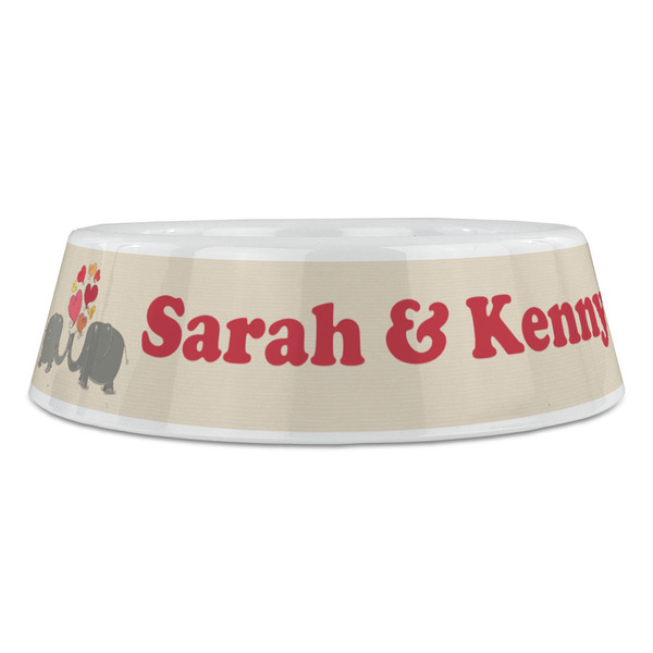 Elephants in Love Plastic Pet Bowls - Large - FRONT