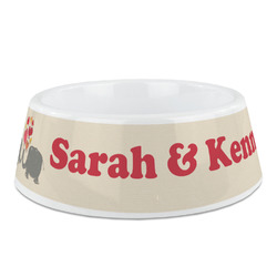 Elephants in Love Plastic Dog Bowl (Personalized)