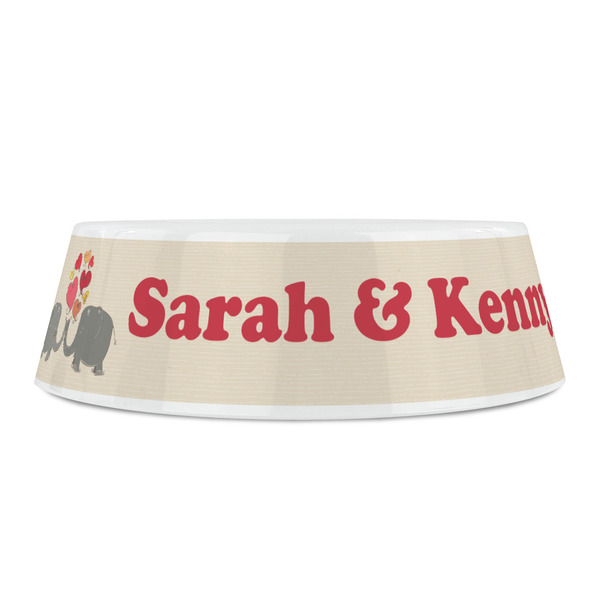 Elephants in Love Plastic Pet Bowls - Small - FRONT