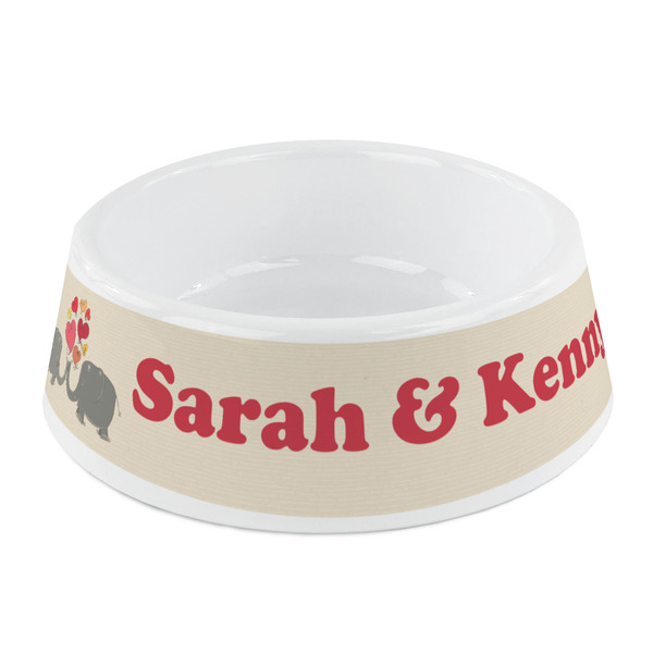 Custom Elephants in Love Plastic Dog Bowl - Small (Personalized)