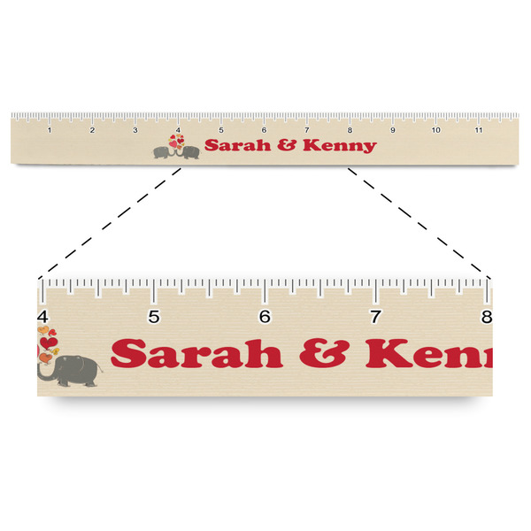 Custom Elephants in Love Plastic Ruler - 12" (Personalized)