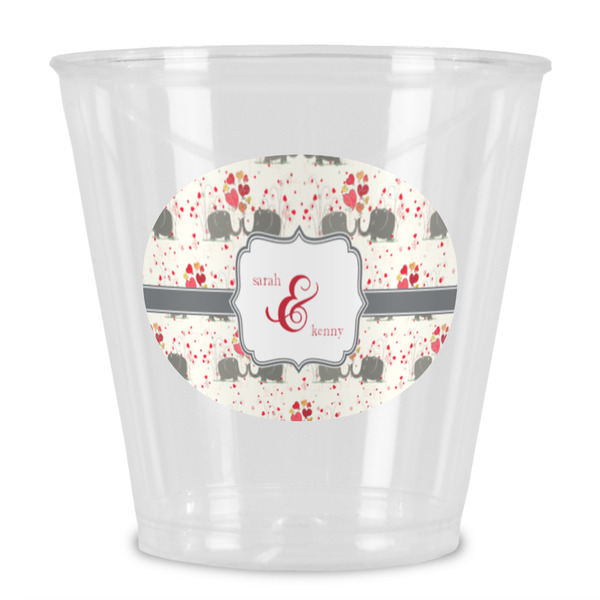 Custom Elephants in Love Plastic Shot Glass (Personalized)