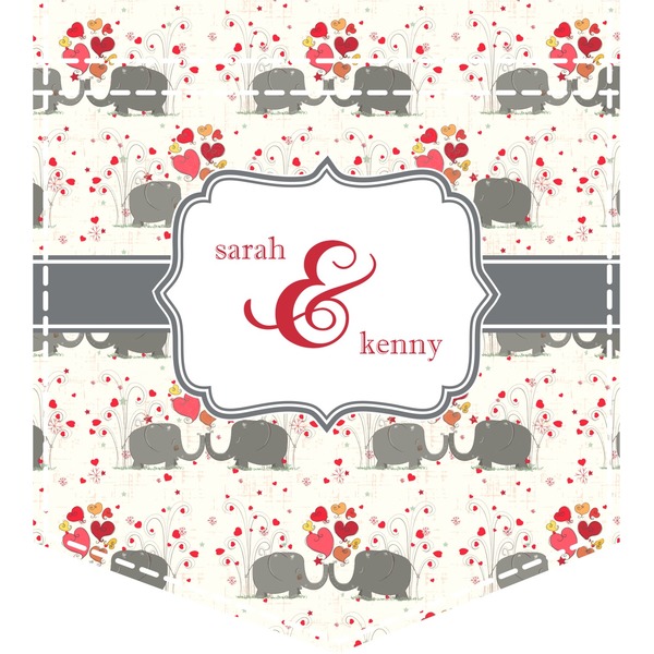Custom Elephants in Love Iron On Faux Pocket (Personalized)