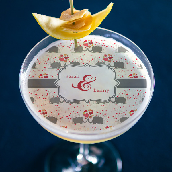 Elephants in Love Printed Drink Topper - XLarge - In Context