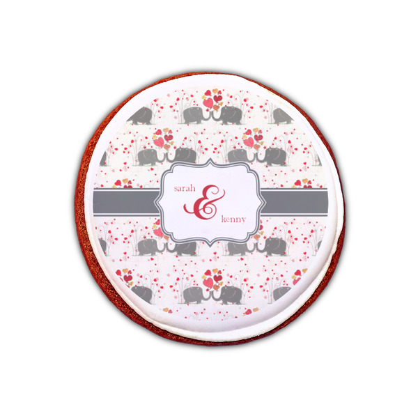 Elephants in Love Printed Icing Circle - XSmall - On Cookie