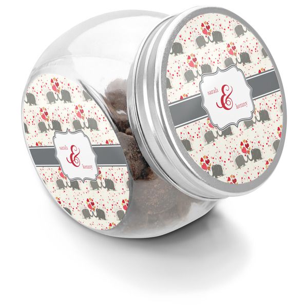 Custom Elephants in Love Puppy Treat Jar (Personalized)