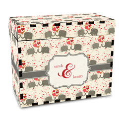Elephants in Love Wood Recipe Box - Full Color Print (Personalized)