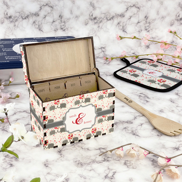 Elephants in Love Recipe Box - Full Color - In Context