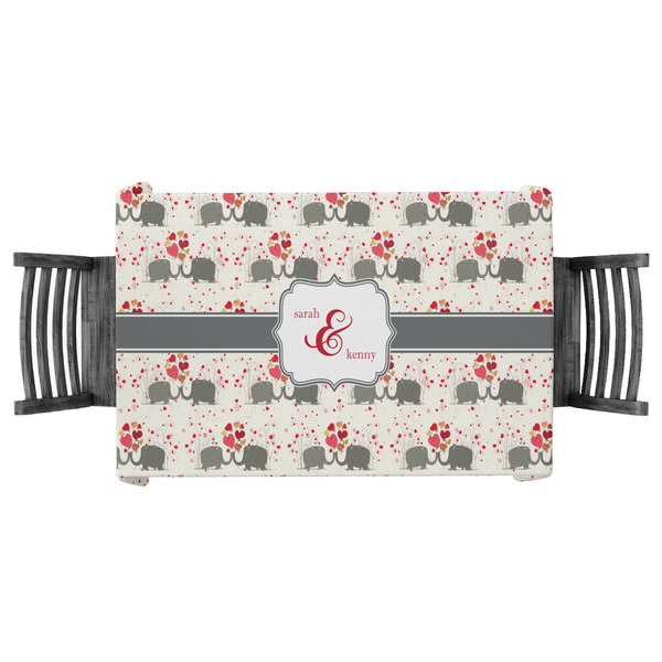 Custom Elephants in Love Tablecloth - 58"x58" (Personalized)