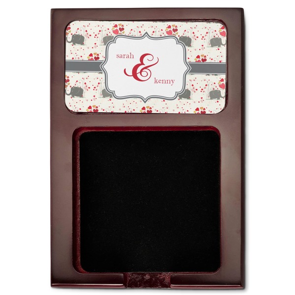 Elephants in Love Red Mahogany Sticky Note Holder - Flat