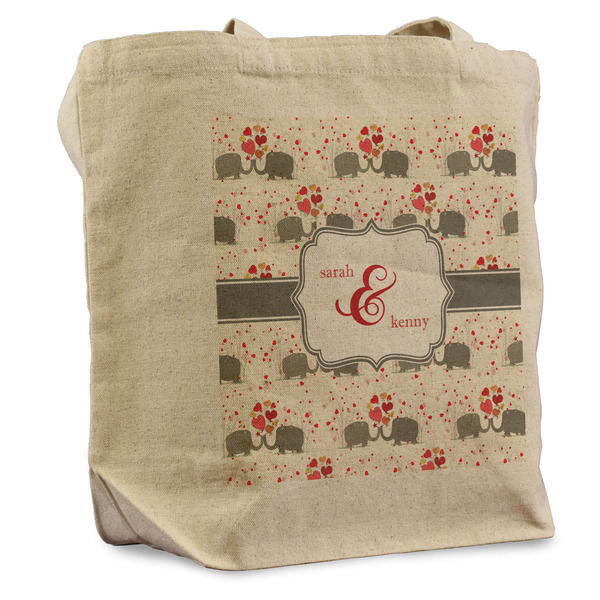 Custom Elephants in Love Reusable Cotton Grocery Bag (Personalized)
