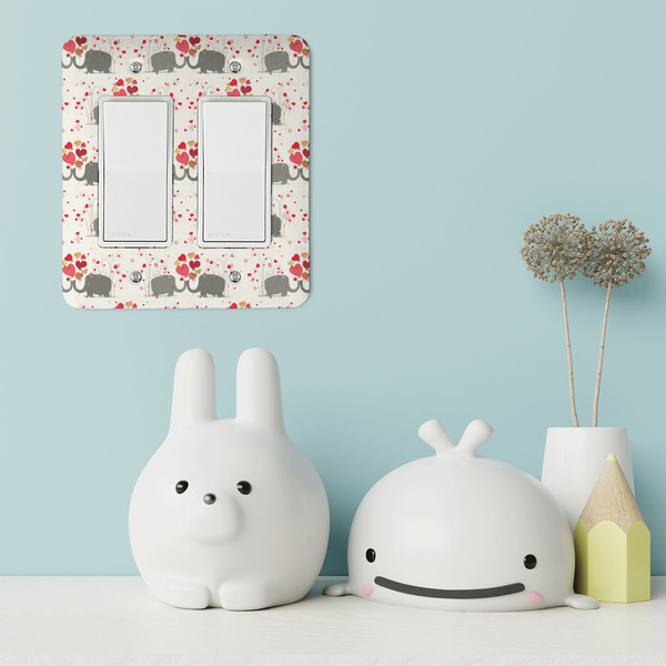 Elephants in Love Rocker Light Switch Covers - Double - IN CONTEXT