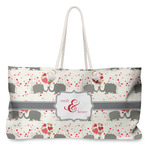 Elephants in Love Large Tote Bag with Rope Handles (Personalized)